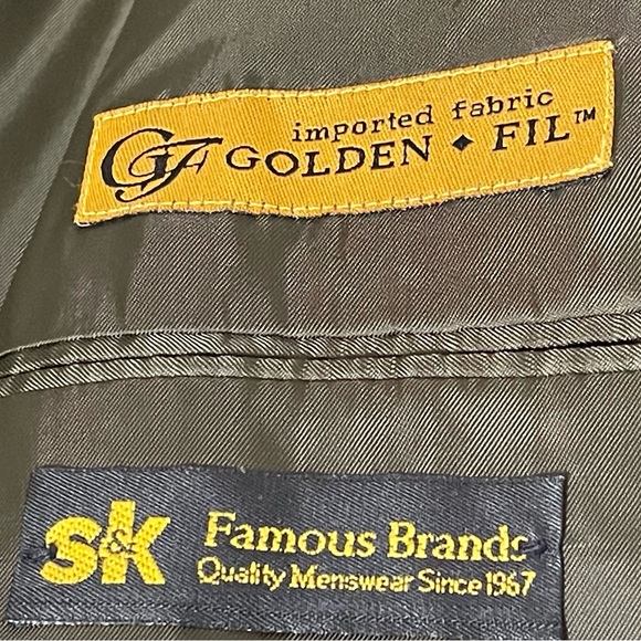 JONES NEW YORK Vtg Mens Gray Golden Fil Wool Suit Jacket 42L USA Career Blazer - Picture 11 of 13